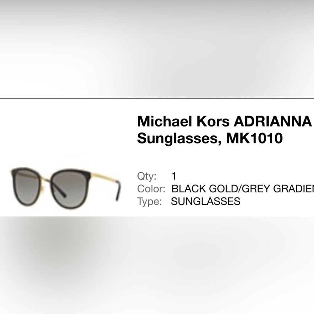 Michael Kors Adrianna Elegant Black and Gold Sunglasses